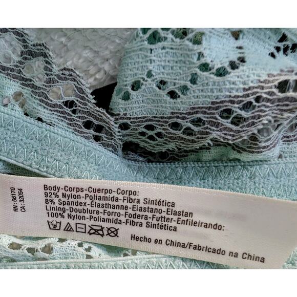 Free People Intimately Lace Underwire Bra Mint Green 32C Front Clasp Racerback - Picture 7 of 7
